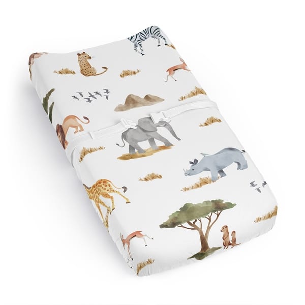 slide 2 of 6, Sweet Jojo Designs Jungle Animals Boy, Girl, Unisex/Gender Neutral Changing Pad Cover Sheet - Boho, Wildlife Safari Animal, Lion
