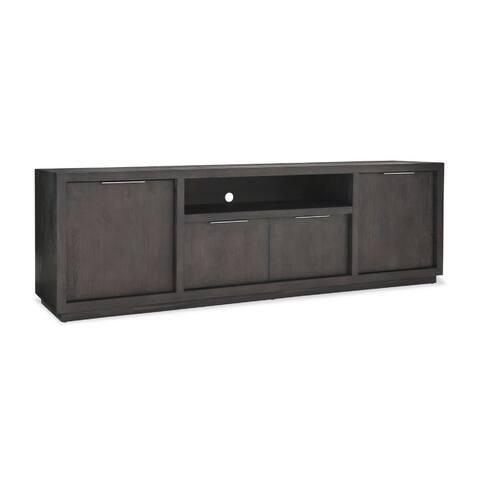 Jose 84 Inch Acacia Wood TV Entertainment Center Console, 4 Cabinets, Grey