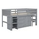 preview thumbnail 9 of 9, Grey Twin Size Wood Low Loft Bed with Pull-Out Desk
