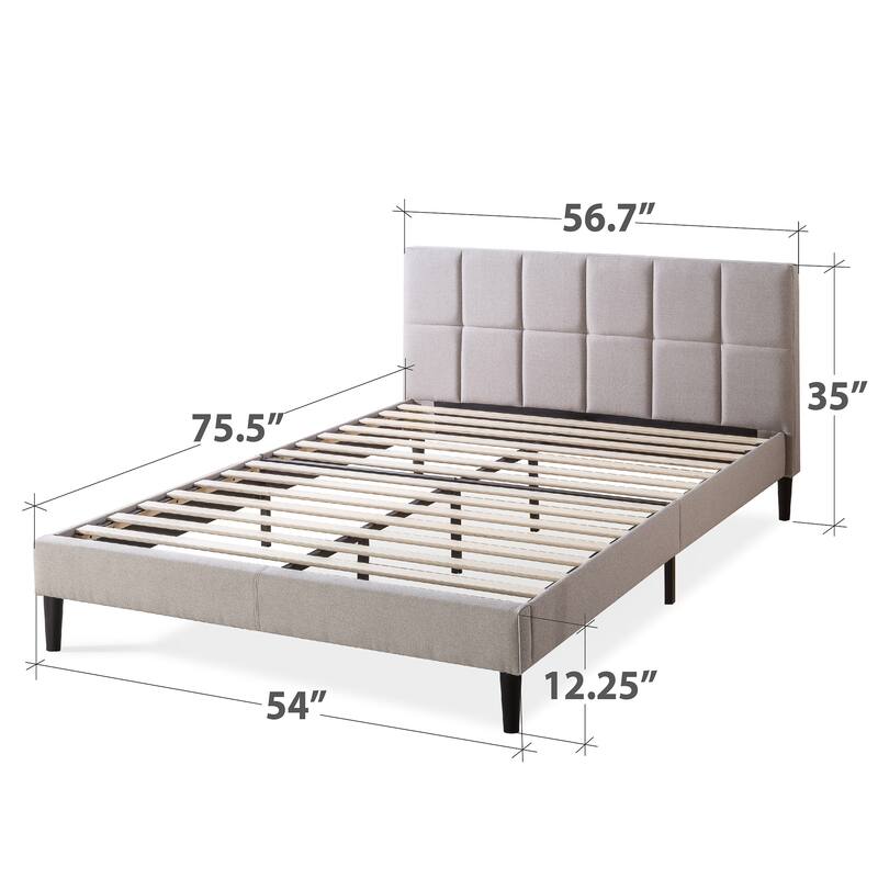 Priage by ZINUS Upholstered Square Stitched Platform Bed Frame - Beige - Full