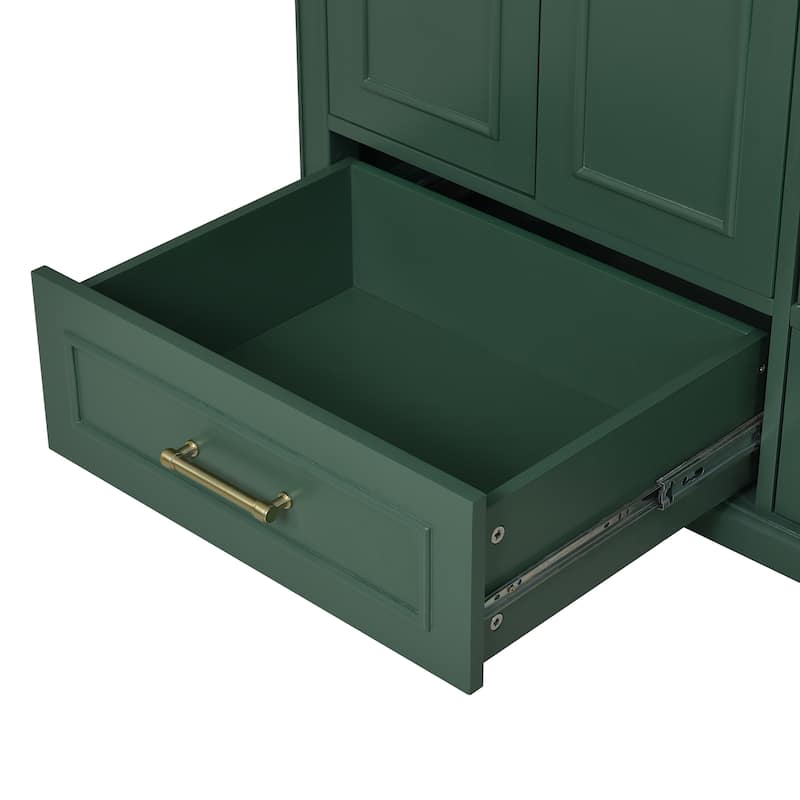 Bathroom Vanity with Resin Sink, Bathroom Vanity Set with 4 Drawers, Bathroom Storage Cabinet with 2 Soft Close Doors