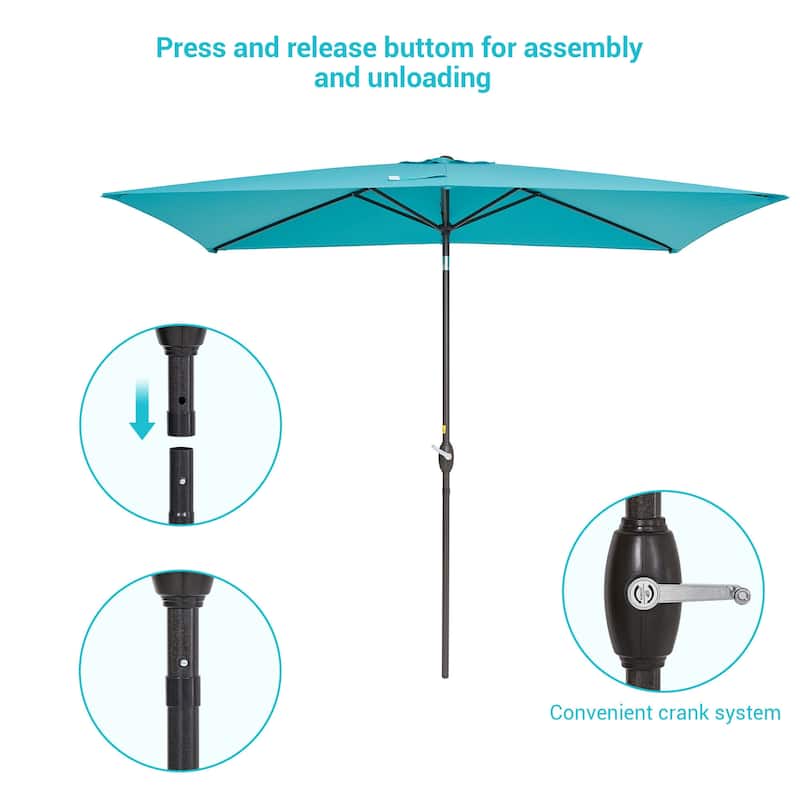 Bonosuki 10x6.5ft Rectangular Aluminum Patio Market Umbrella