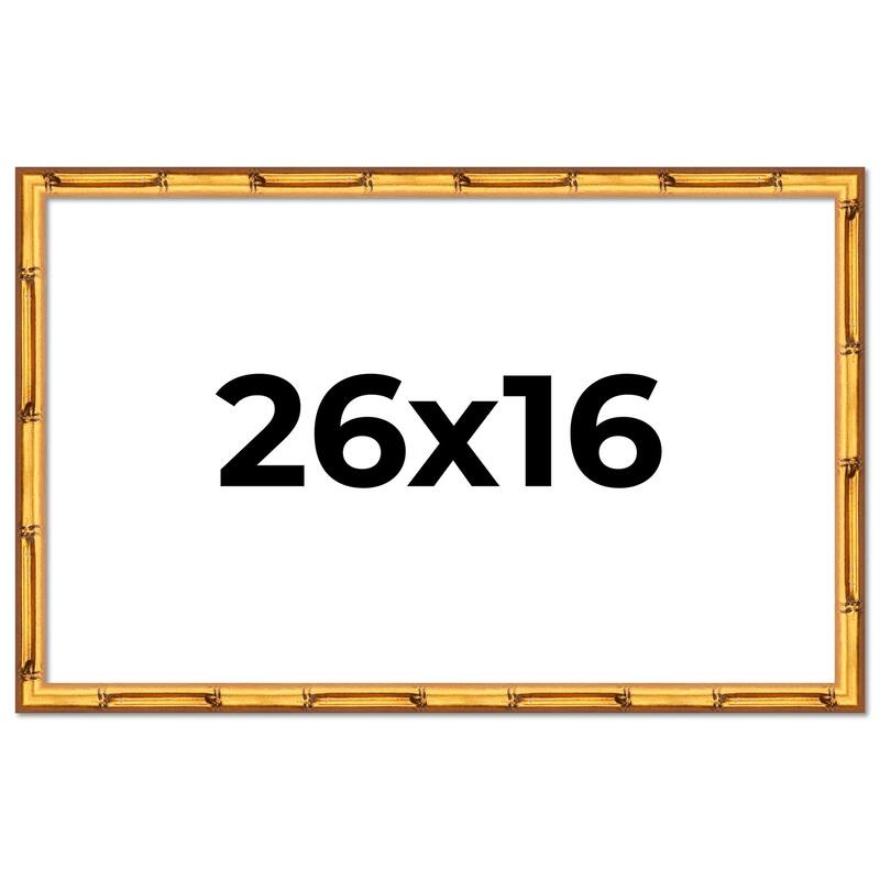 26x16 Frame Gold Bamboo Solid Wood Picture Frame | 1 Inch Moulding