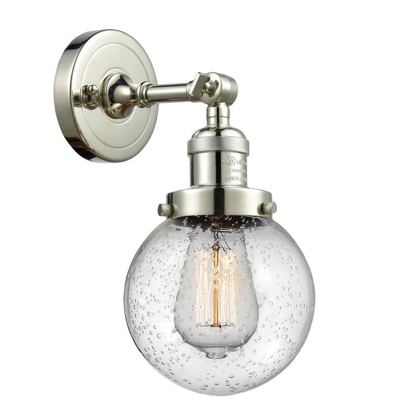Innovations Lighting Beacon Single Light 12" Tall Bathroom Sconce with - Polished Nickel / Seedy
