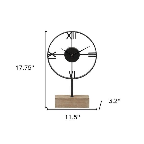 Black Metal Wood Desk Table Clock With Open Metal Frame Black Metal Wood Desk Table Clock With Open Metal Frame