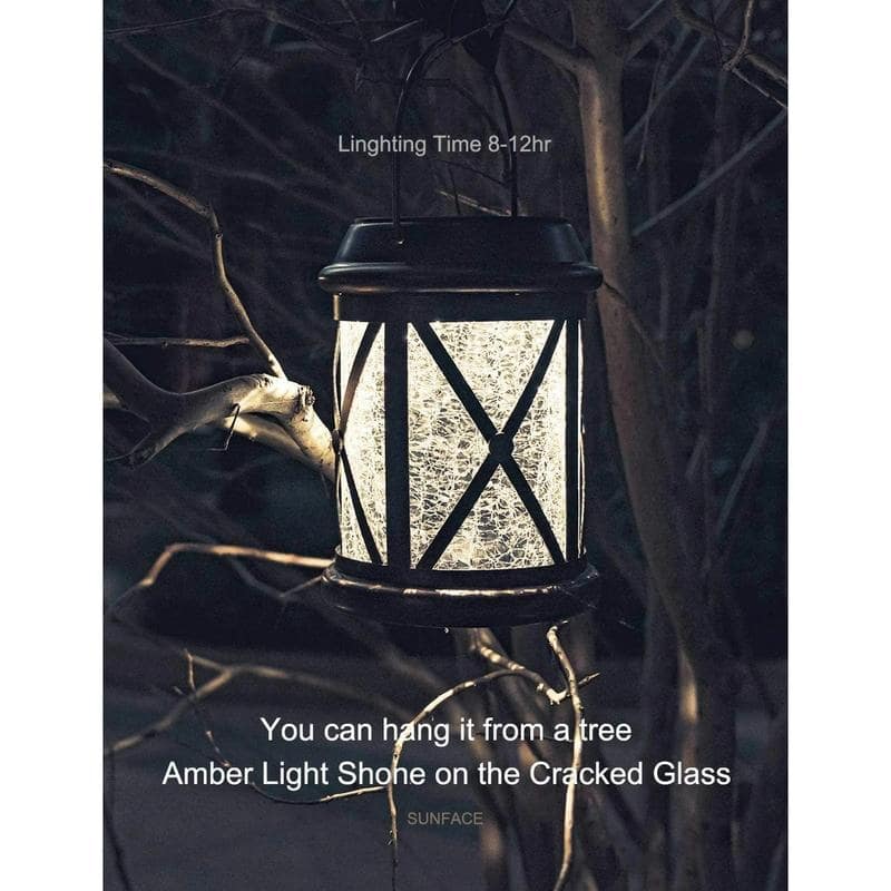 Solar Wall Lantern Outdoor Waterproof LED Hanging Solar Lamps for Front Porch, Patio & Yard Decor - Black