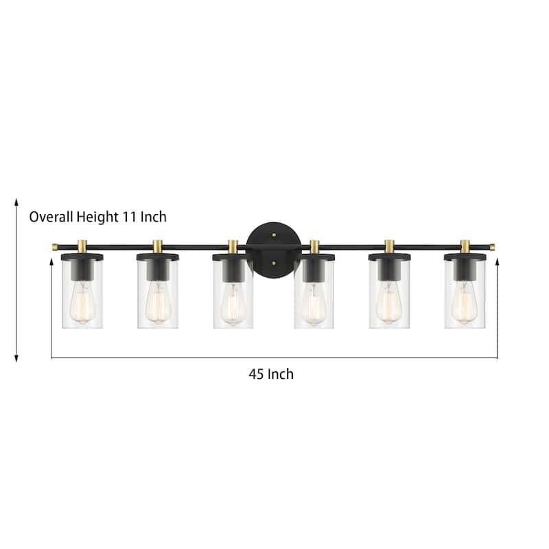 Decatur 6-light Modern Farmhouse Black/ Gold Bathroom Vanity Light with UL Certified