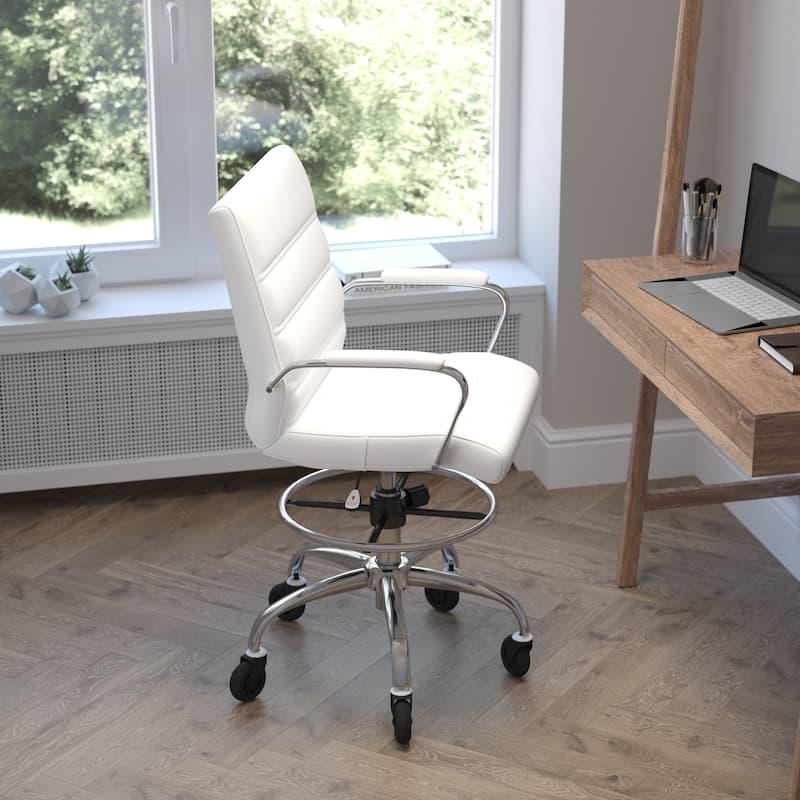 Drafting Chair with Roller Wheels, Adjustable Foot Ring