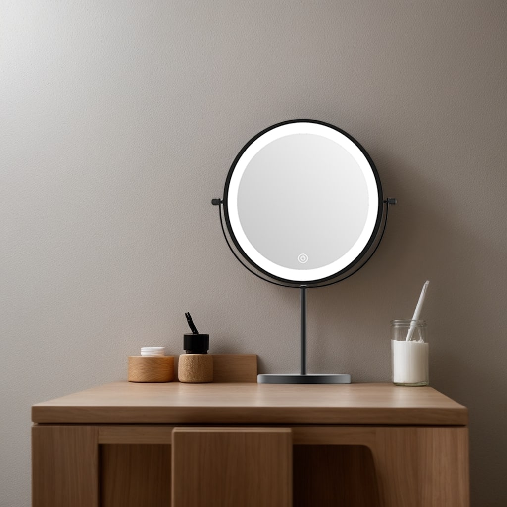 1X/10X 360 Rotation Makeup Mirror w/ Lights and 3 Color Lighting Dimmable