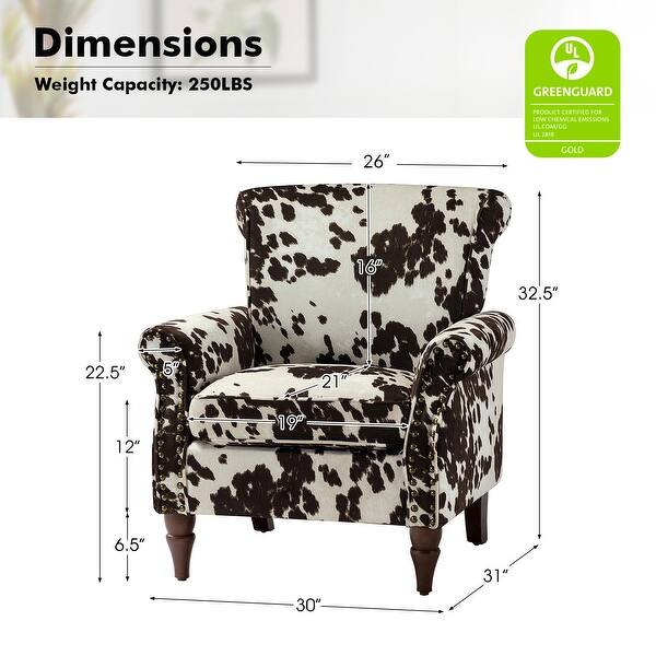 dimension image slide 13 of 14, Nyctelius Traditional Polyester Accent Arm Chair with Pattern and Nailhead Trim Set of 2 by HULALA HOME