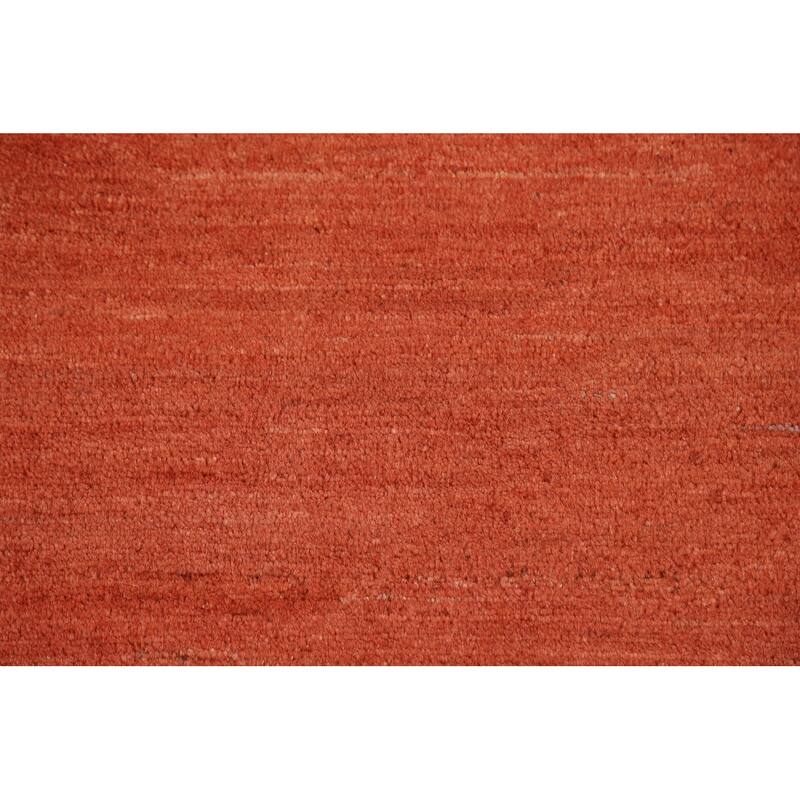 Orange Modern Gabbeh Oriental Foyer Rug Hand-Knotted Wool Carpet - 3'0"x 5'0"