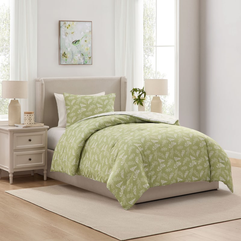 Empyrean 3PC Reversible Botanical Printed Comforter Bedding Set