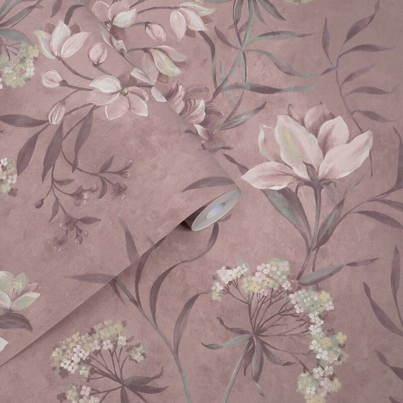Laura Ashley Blairmore Floral Grape Wallpaper