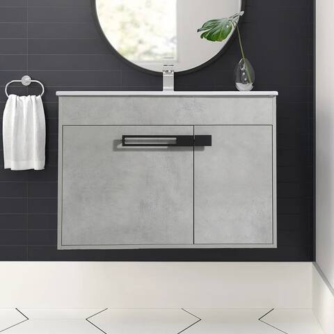 36 Inch Bathroom Vanity with Sink, Floating Bathroom Vanity or Freestanding is Optional Conversion