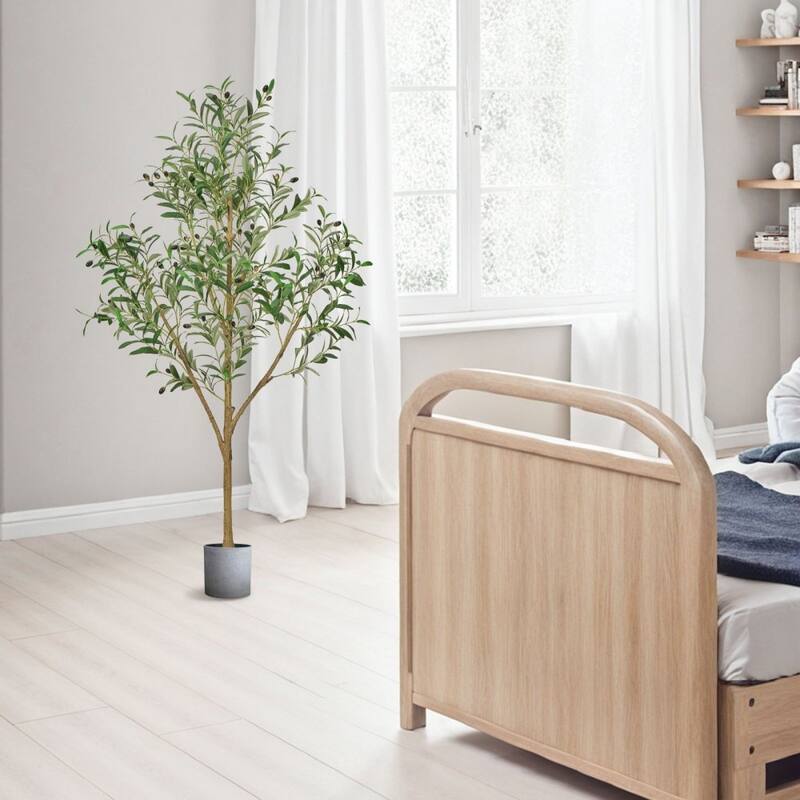 5 ft Artificial Olive Tree with 42 Fruits and 720 Lifelike Leaves Flexible Branches for Home - 28.74 x 28.74 x 60.63 in