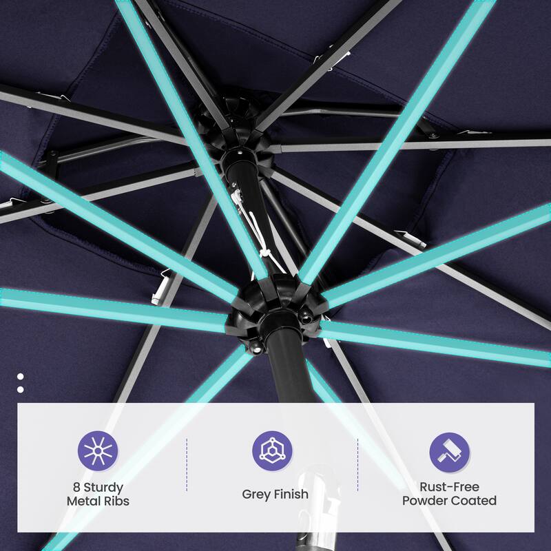 Crestlive 9 x 5 FT Double Top Patio Outdoor Market Umbrella Table Umbrella, Base Not Included