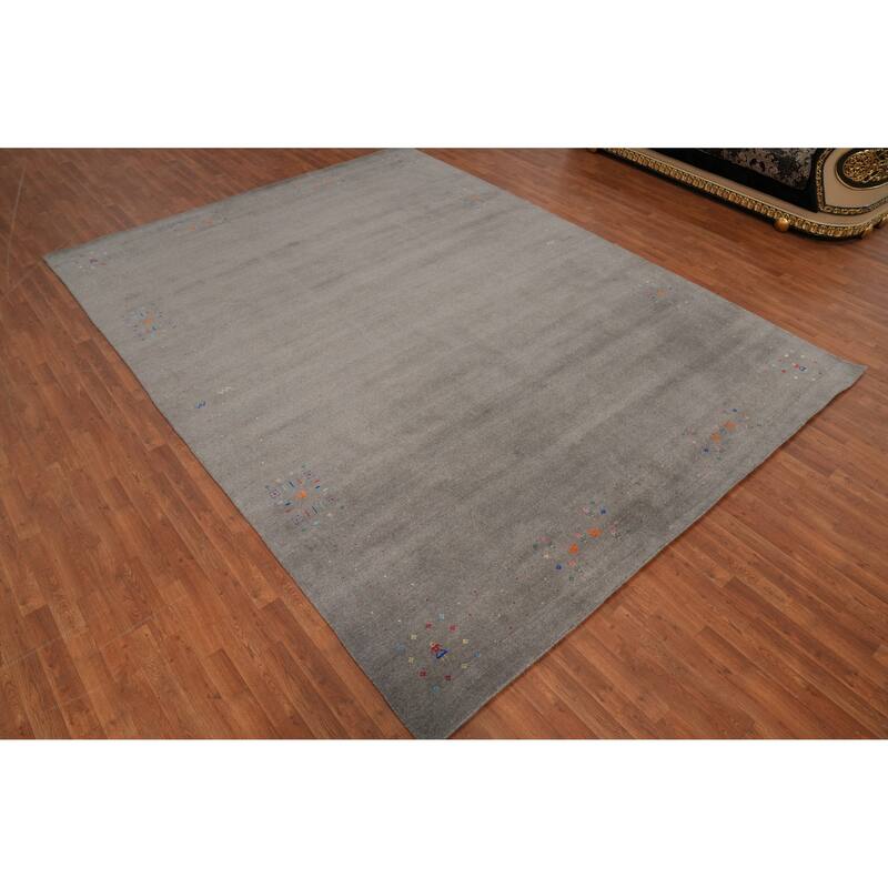 Hand Knotted Oriental 100% Wool Carpet Tribal Animal Pictorial Greys & Charcoal Gabbeh Area Rug - 12' 6'' X 9' 4''