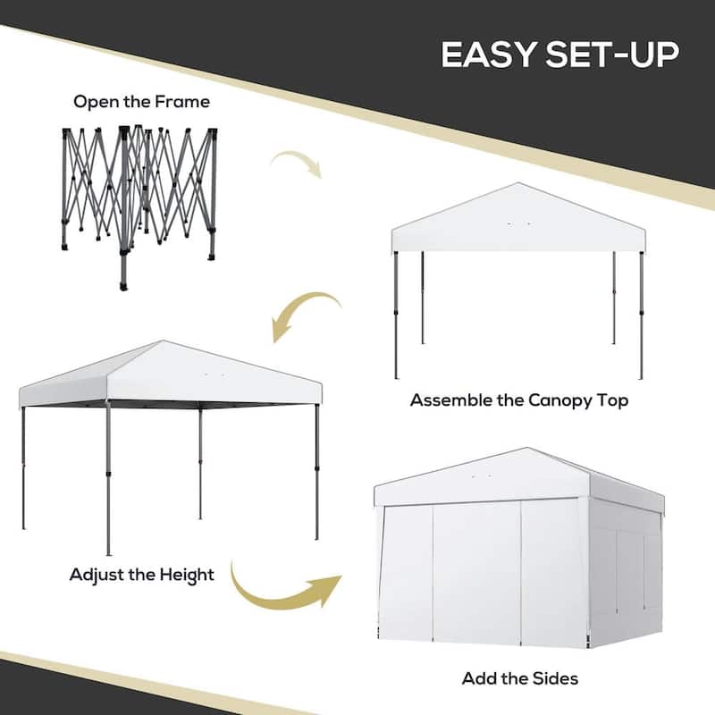 9.7'x9.7' Pop Up Canopy with Sidewalls,Mesh Windows,Reflective Strips