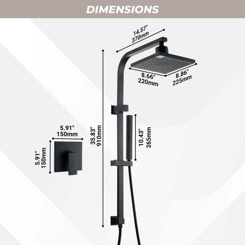 5-Spray Wall Mount Dual Fixed and Handheld Shower Head with Slide Bar, Infrared Sensing, and LED Display in Matte Black