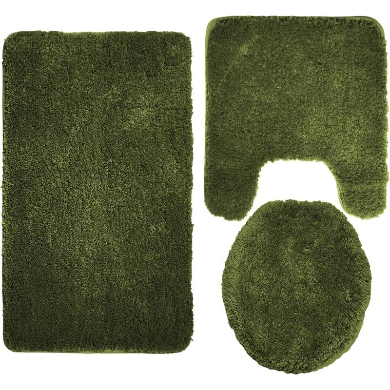 Queen Mary 3 Piece Bathroom Rug Set, Luxury Soft Plush Bath Mat, Contour Rug, Lid Cover, Non-Slip