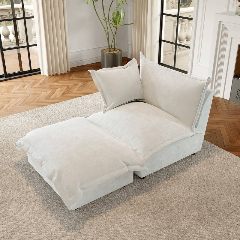 Modern Cloud Chaise Longue Accent Chair with Ottoman set
