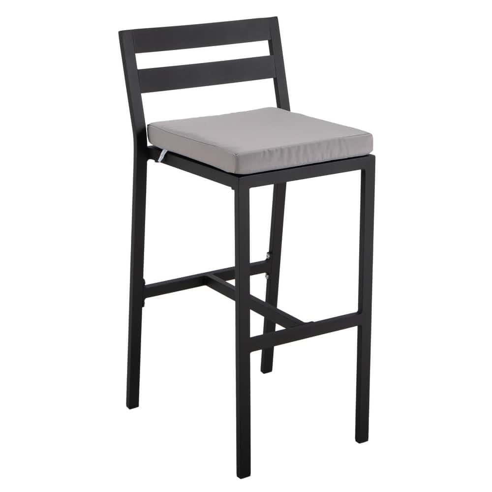 Chelsea Modern Patio Bar Stool with Aluminum Frame, Removable Cushion and Open Back Design for Garden, Outdoor or Deck
