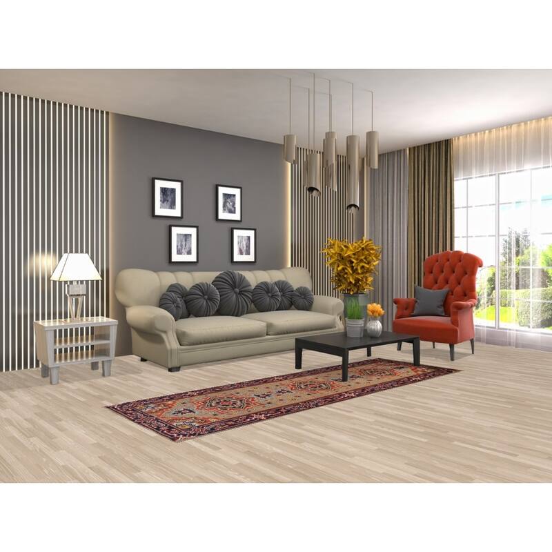 Geometric Heriz Serapi Runner Rug Hallway Hand-Knotted Wool Carpet - 2'6"x 7'10"