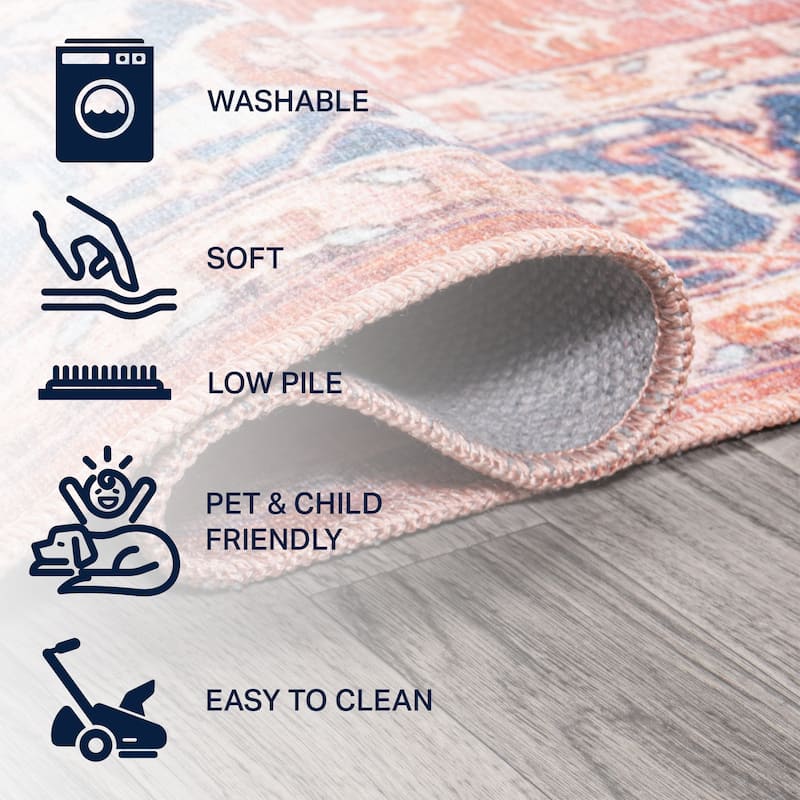 JONATHAN Y Marrakesh Ornate Medallion Machine Washable Area Rug
