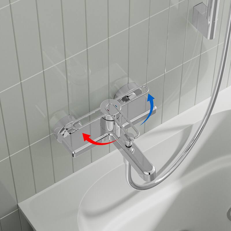 Modland Wall-Mounted Bathtub Faucet with 3-Function Hand Shower, 1.59GPM, Matte Black/Chrome, CUPC Certified