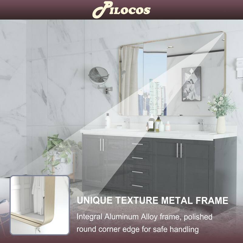 Rectangle Bathroom Mirror for Vanity Wall Mounted Vertical Horizontal Makeup Mirror
