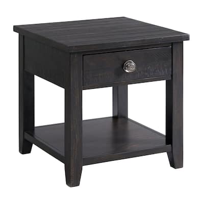 Contemporary End Table with Drawer & Shelf - Living Room Accent Table, Espresso Finish - 25