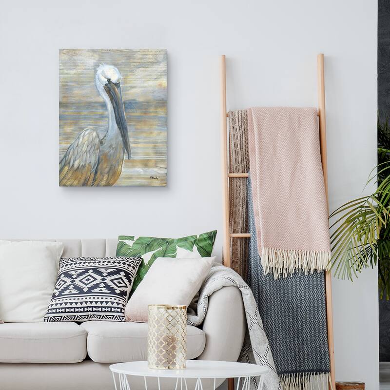 Golden Salty Pelican by Paul Brent Canvas Art Print
