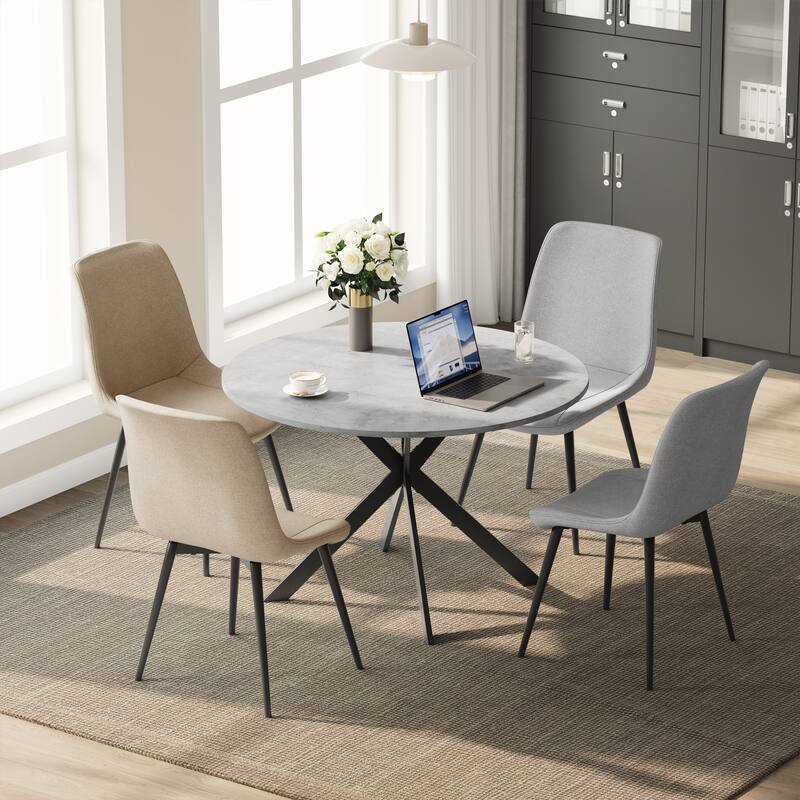 EROMMY Space-Saving 47.2" Round Dining Table Set for 4 - Ideal Small Kitchen & Dining Room Furniture, Includes 4 Chairs