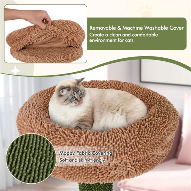Multilevel Cat Tree with Plush Perch, Sisal Scratching Posts & Napping Bed for Cats - 19" L x 19.5" W x 60" H