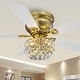preview thumbnail 10 of 14, 48-inch Modern Brass Crystal Low Profile Chandelier Ceiling Fan with Light and Remote Control - 48" W x 15.1" H