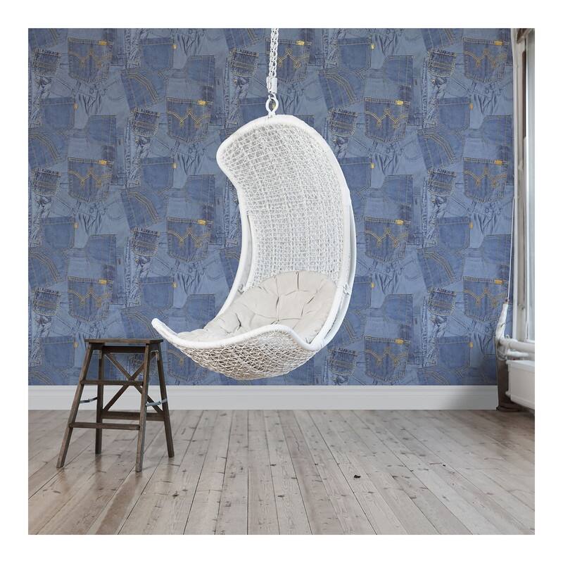 Crown Inky Denim Jean Pocket Wallpaper - 20.5 x 396 x 0.025