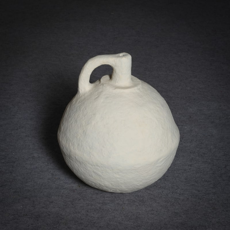 Paper Mache Vase Dia 18" Off-White - Off-White