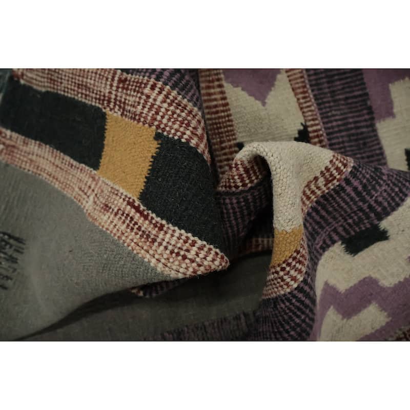 Hand Woven Oriental 100% Wool Carpet Southwestern Modern Multi-Colored Kilim Area Rug - 12' 4'' X 9' 1''