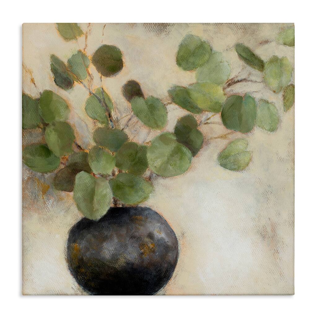 Stupell Green Eucalyptus Leaves Potted Plant Artistic Brushstrokes Canvas Wall Art, Design by Lanie Loreth