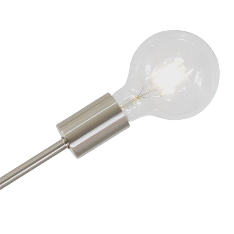 6-Light Mid-Century Sputnik Chandelier in Brushed Nickel with Gold Accents