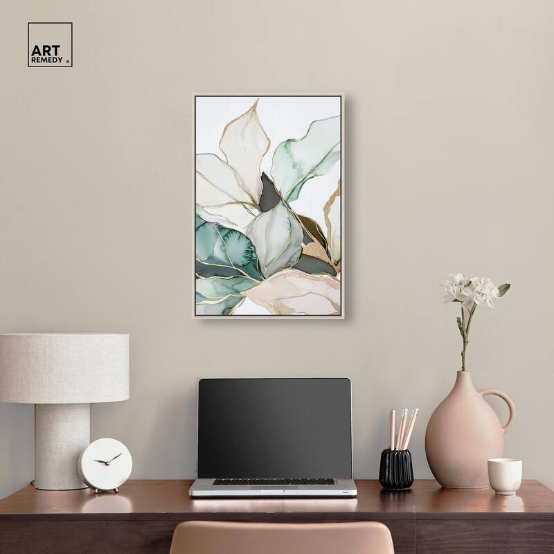 Pastel Leaves with Gold III Canvas by Art Remedy