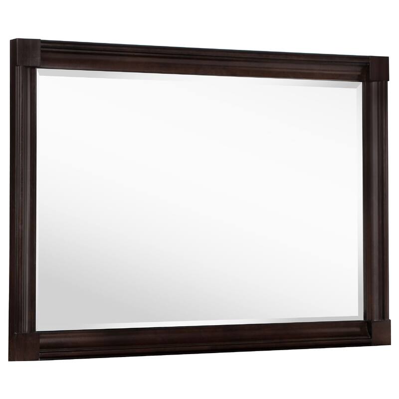 Meon Dresser Mirror, Dark Oak Brown Wood Frame, Rectangular 32 Inch - Dark Oak Brown