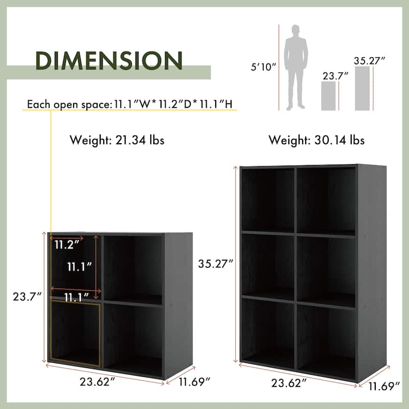DH BASIC Modern Wood Customizable Stackable Storage Organizer - Cube Shelves, Drawer Cabinet, Bookcase with Doors by Denhour