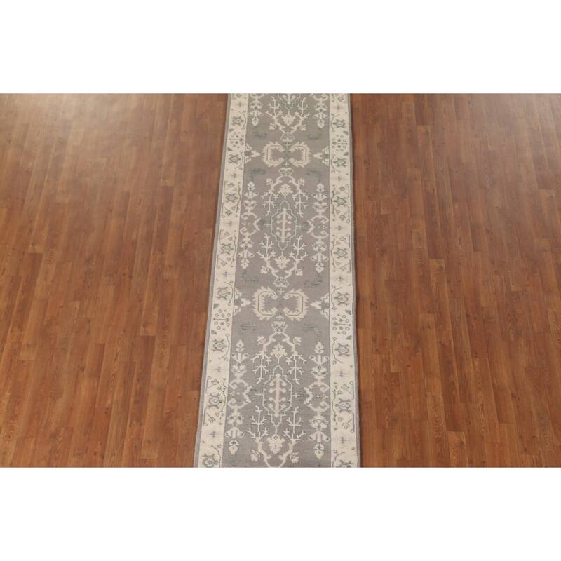 Oushak Oriental Runner Rug Hand-Knotted Wool Carpet - 2'7"x 11'8"