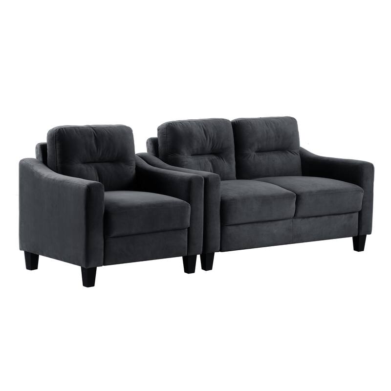 54.3" Velvet 2-Seater Sectional, Detachable Cushions