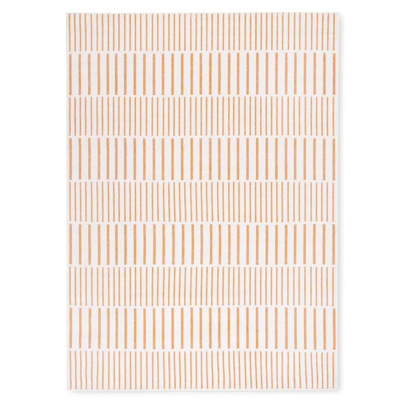 TOMMY BAHAMA Poolside Offset Stripe Indoor Outdoor Area Rug, Stripe Modern Design, UV Fade Resistant - 5'2"x7'2" - Ivory/Orange