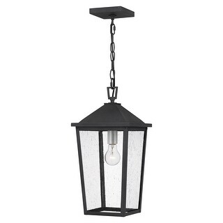 Mottled Black One Light Outdoor Hanging Lantern from the Stoneleigh Collection