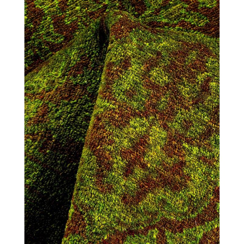 Overton Hand Knotted Wool Vintage Inspired Modern Contemporary Overdyed Gold Runner Rug - 2' 6" x 11' 8"