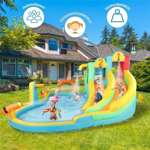 Bounce House Outsunny 7-in-1 Inflatable Water Slide, Kids Castle