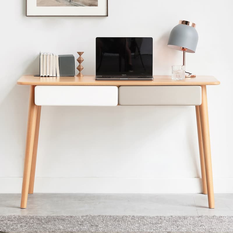 Christopher Knight Home - 47'' Solid Wood Computer Desk with 2 Drawers, Compact and Stylish Office Workstation